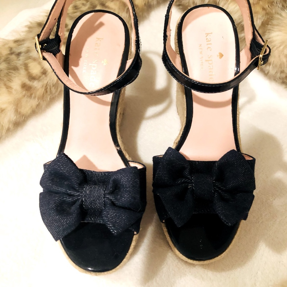 Kaye spade blue jeans pattern wedges